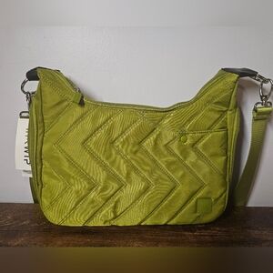 NWT Ihkwip The Zig Zag Quilted Crossbody Bag Chartreuse grass green